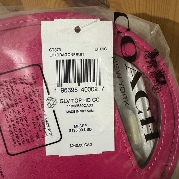 💜Coach Top Handle Card Case  Silver/Dragonfruit - Picture 12 of 14